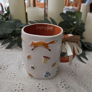 Rae Dunn Autumn Fox Mug - White and Orange